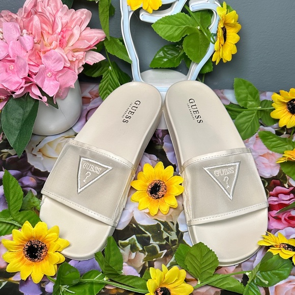 GUESS Women's Beige Slide Sandals - Picture 8 of 14